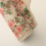 VZOROVANÉ  USNĚ / HOVĚZÍ KŮŽE - KVĚTINY - ORANŽOVÝ/MLÉKO