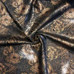 VZOROVANÉ  USNĚ - HOVĚZÍ KŮŽE - BRONZOVÉ KVĚTINY NA ČERNÉM POZADÍ - Obrázek 2