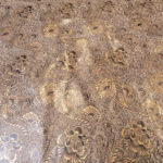 VZOROVANÉ  USNĚ - HOVĚZÍ KŮŽE - BRONZOVÉ KVĚTY NA BÉŽOVÉM POZADÍ - 0.6-0.8 mm - Obrázek 4